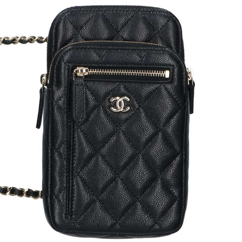Chanel Ap4434 Caviar Skin Chain Shoulder Phone Pouch Ladies