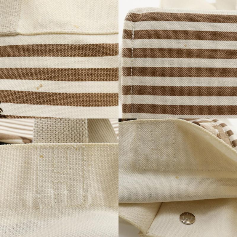 Hermes Cheveaune Canvas Brown/off White Unisex Tote Bag