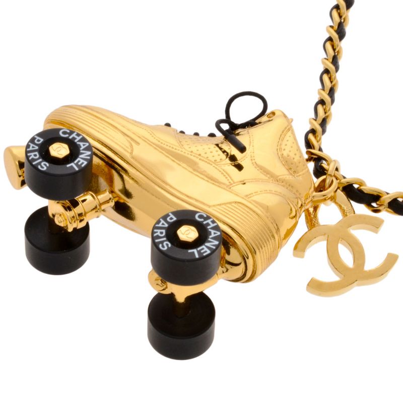 Chanel Roller Skate Chain Necklace Metal G Gold Long 24SS Ladies