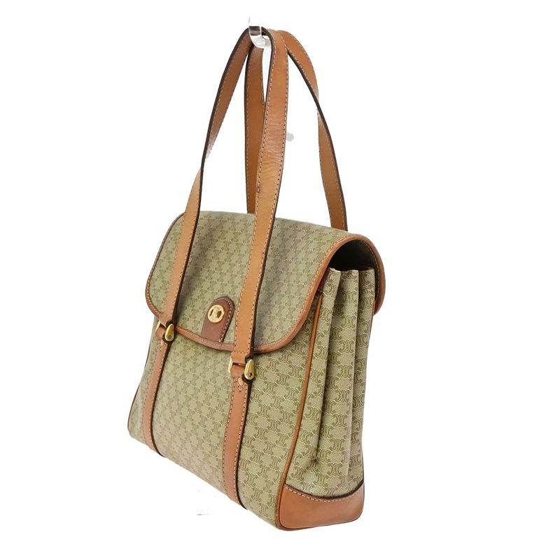 Celine Shoulder Bag Macadam Pattern Pvcleather Beige 64ka847