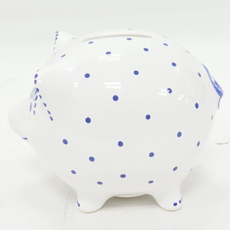 Tiffany & Co Piggy Bank Objet D'art Piggy Bank Ceramic White And Blue Pig Pig