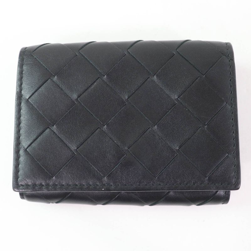 Bottega Veneta Leather Intrecciato Tiny Trifold Wallet Compact
