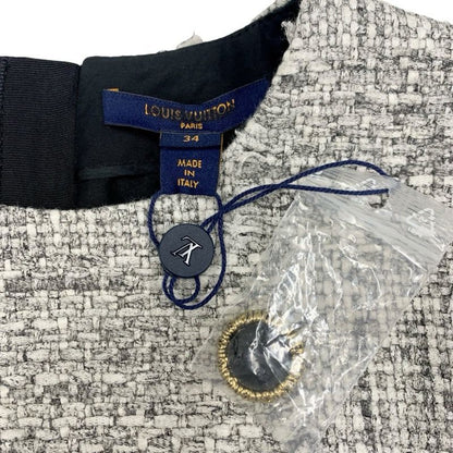Louis Vuitton Dress Cotton Gray Tweed Short Sleeve 22 SS