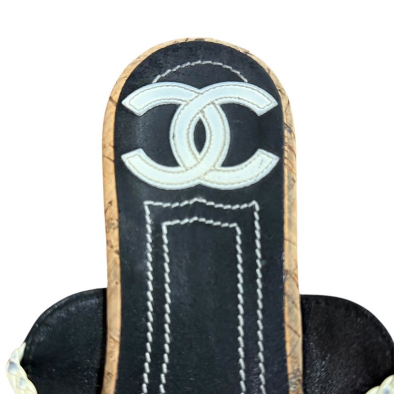 Good Chanel Coco Mark Strap Sandals Size 35 Approx 22cm (8.66in) Black Ladies