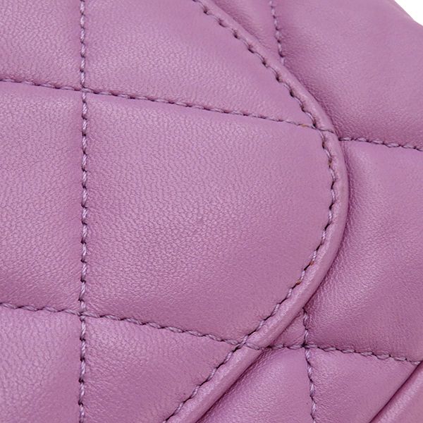 Chanel Shoulder Bag Matelasse Small Flap Lambskin Purple Gold Hardware Chain