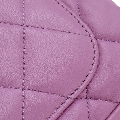 Chanel Shoulder Bag Matelasse Small Flap Lambskin Purple Gold Hardware Chain