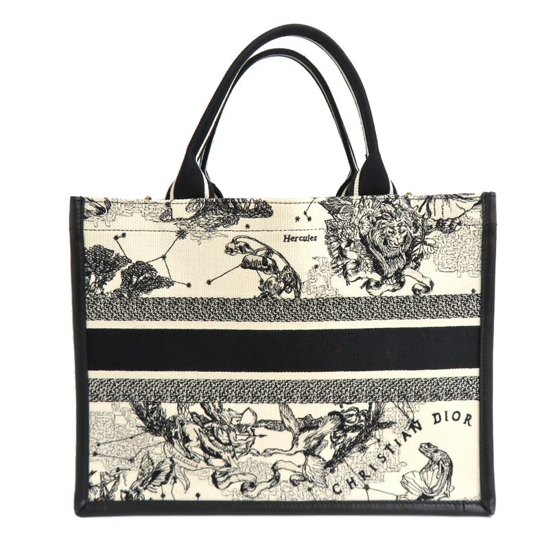 Dior Book Tote Medium M1324cetw White Black Embroidery Constellation