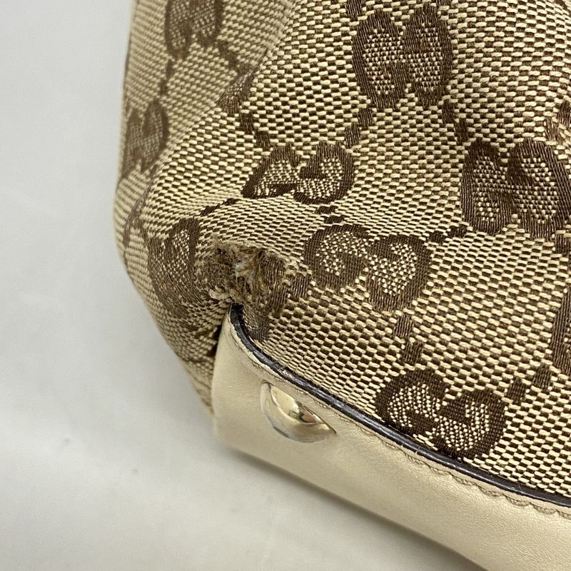 Gucci Tote Bag GG Canvas 169946 Canvas Brown Chien Pan Gold Hardware Women's