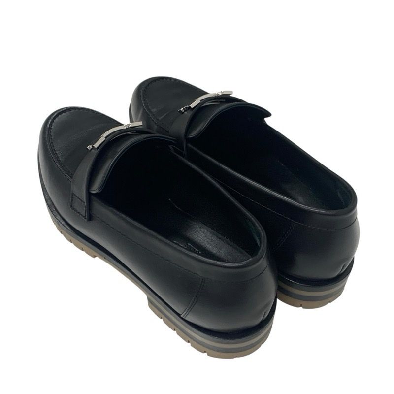 Hermes Faubourg Loafer Leather Shoes Leather Black Silver Hhardware Moccasin
