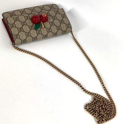 Gucci Shoulder Bag GG Cherry Cacrambo Rhinestone Logo 481291 GG Supreme Canvas