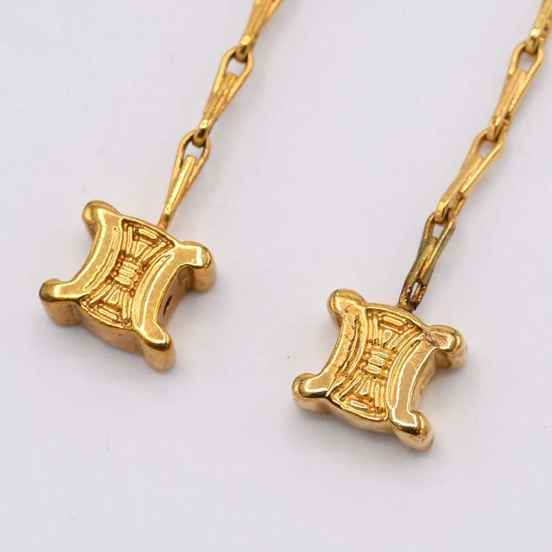 Celine Macadam Earrings Gold Color Triomphe Accessories Women H2484