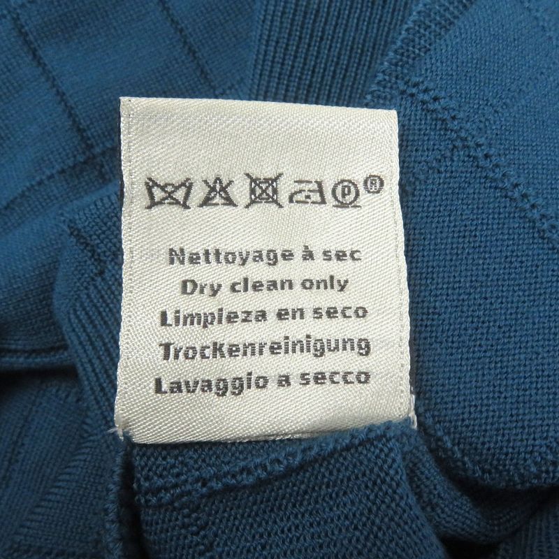 Hermes Wool Window Pen Crew Neck Light Hand Long Sleeve Knit Sweater Blue S