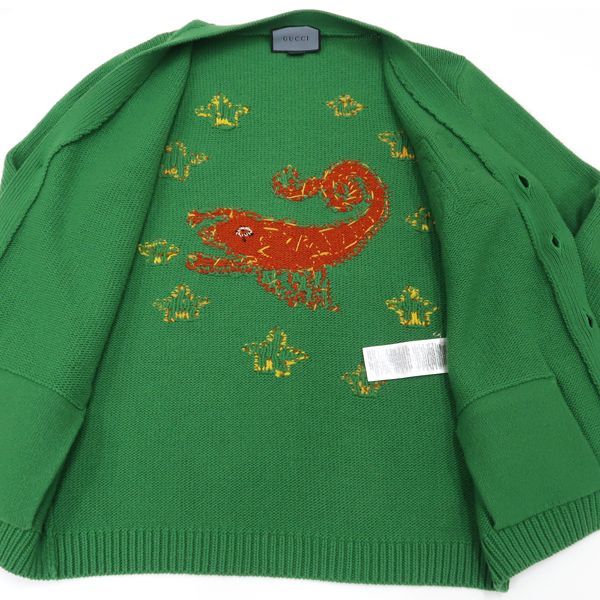 Gucci Cardigan #S 175 92A Wool Green DIY Scorpion Initial Thick Gucci