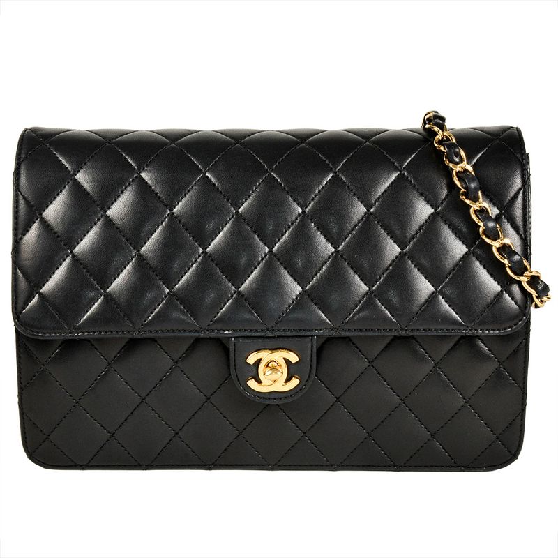 Chanel Matelasse Chain Shoulder Bag Lambskin Black Gold Hardware 8 Digits 14
