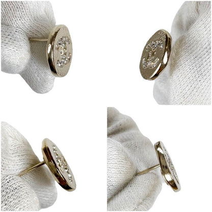 Chanel Coco Mark Rhinestone Earrings Gold Hardware Round Shape Circle