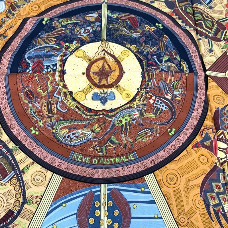 Hermes Silk Scarf Carre 90 REVE D'australie Australian Dream