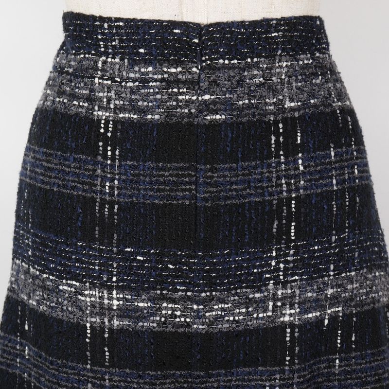 Chanel Tweed 05P P26088v16545 Cotton And Nylon Black/navy Blue Ladies Skirt