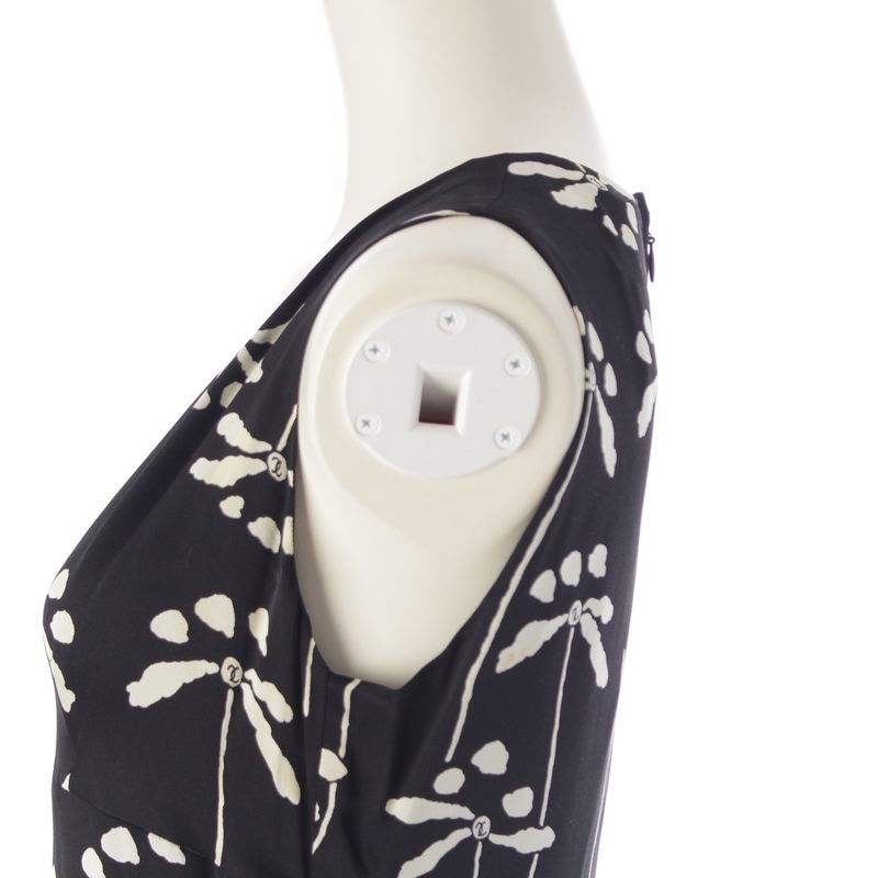 Chanel 98P Silk Dragonfly Pattern Sleeveless Dress P10403 Black 38