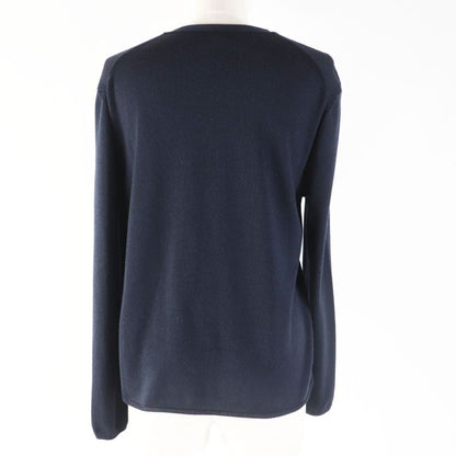 Hermes Cashmere Silk Long Sleeve Knit Cardigan With H Button Dark Navy 36 Made