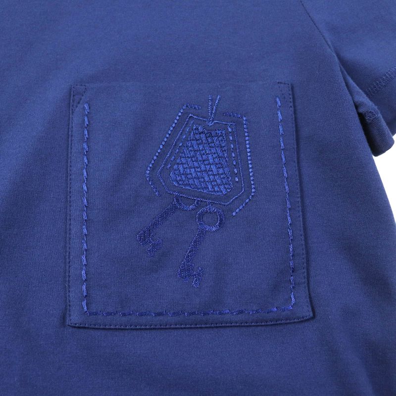 Hermes 100% Cotton Clochette Embroidered Crew Neck Short Sleeve T-shirt With