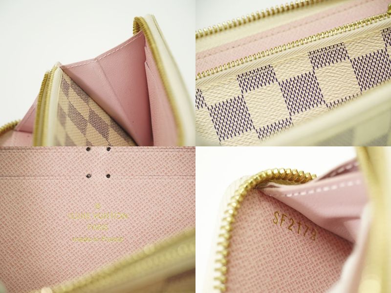 Authentic Louis Vuitton LV Portefeuille Clemence Damier Azure Long Wallet White