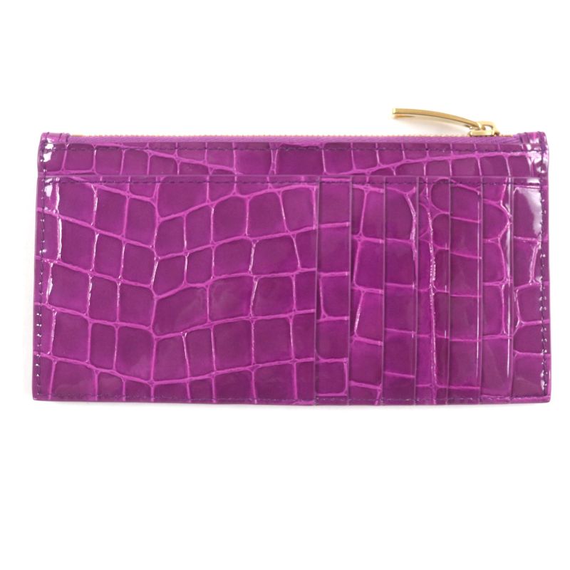 Bottega Veneta Cassette Long Zipper Card Case Maxi Intrecciato Croc Shape