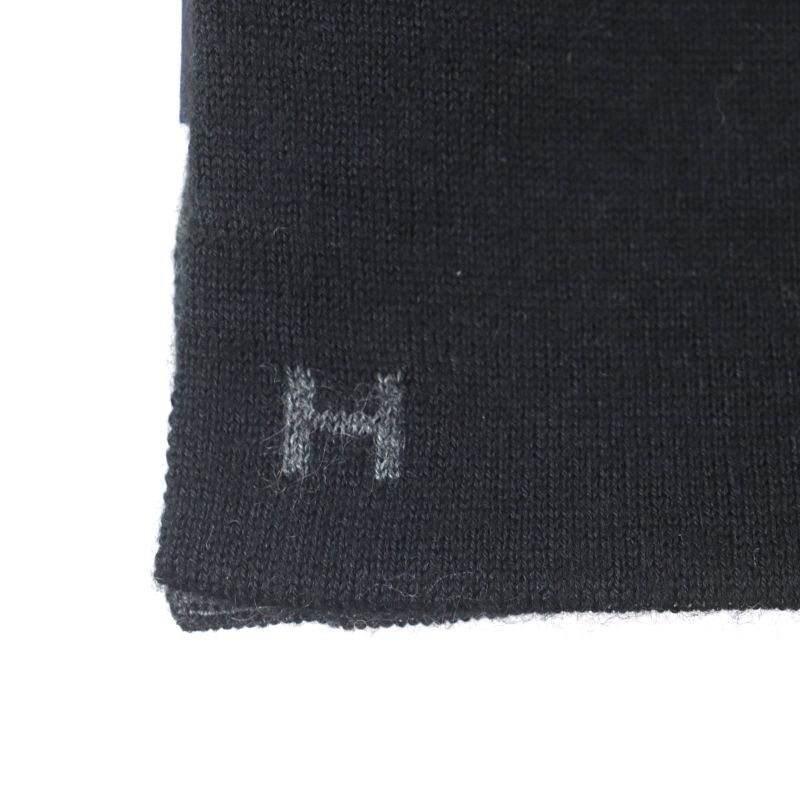 Hermes Alle Le Tour Cashmere Silk H Embroidery Reversible Scarf Black Gray