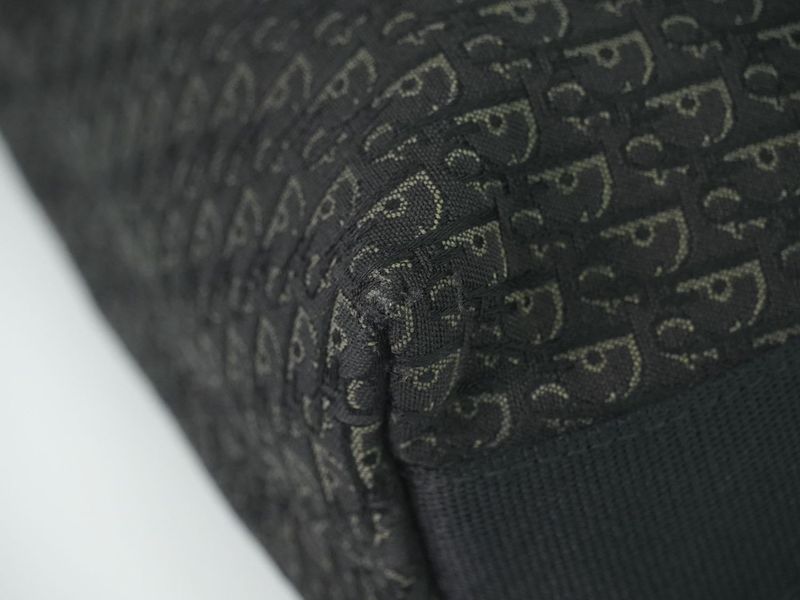 Authentic Christian DIOR Trotter Shoulder Bag Pochette Canvas Black Gray