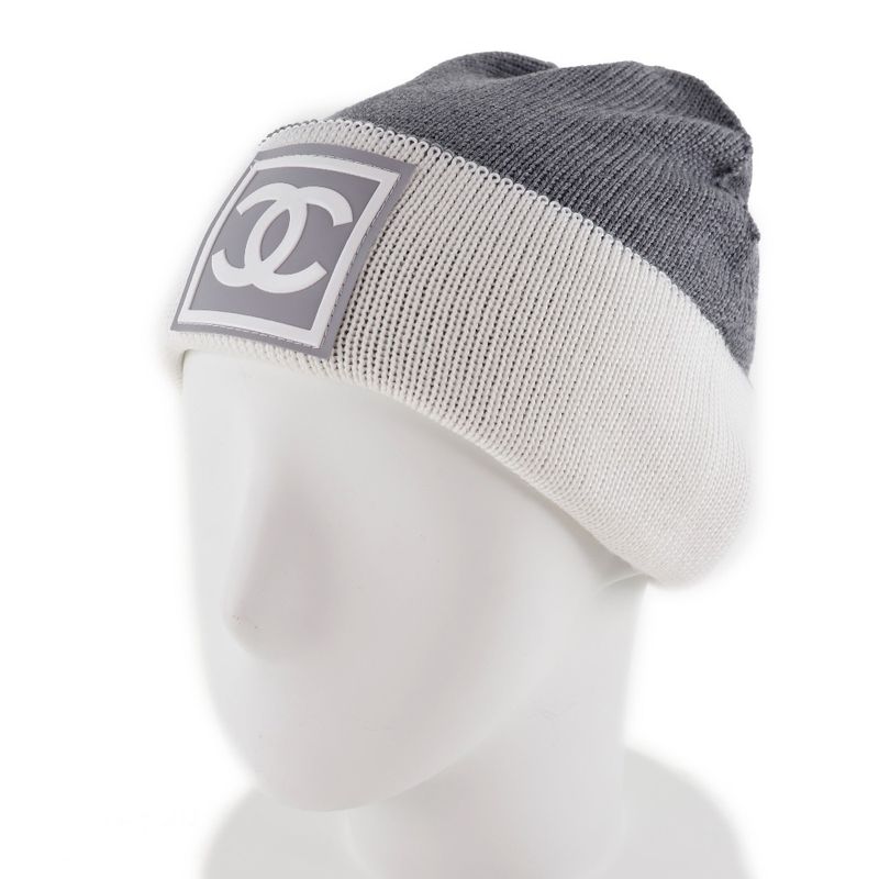 Chanel Coco Mark Sport Line Wool X Silk X Cashmere White Women's Knit Cap