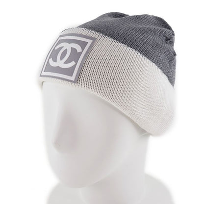 Chanel Coco Mark Sport Line Wool X Silk X Cashmere White Women's Knit Cap