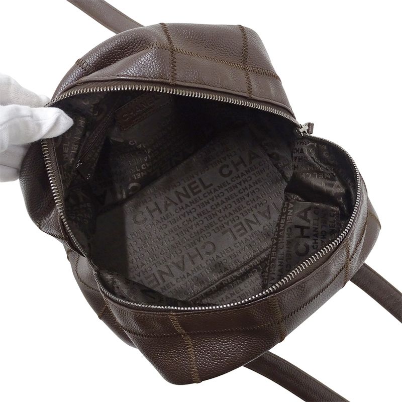 Chanel Bag Choco Bar Ladies Branded Handbag Shoulder Bag Caviar Skin Brown