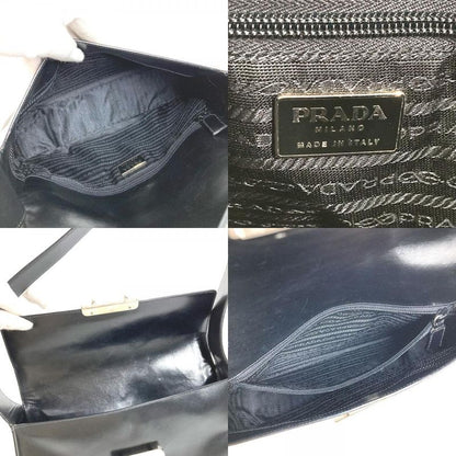 Prada Shoulder Bag Logo B7470 Leather Black