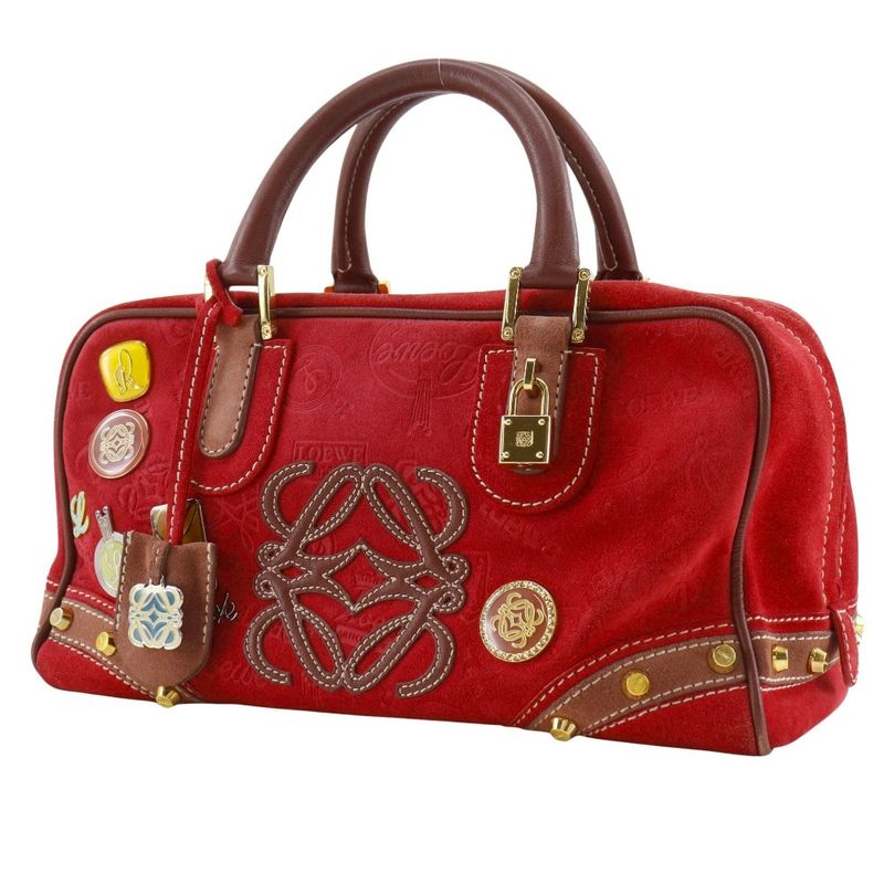 Loewe Amazona 28 160th Anniversary Mini Boston Leather X Suede Women's Handbag