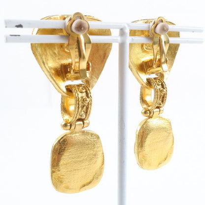 Chanel Gripoa Green Stone Vintage Gold Plated Gold 94A Ladies 32.2g Earring