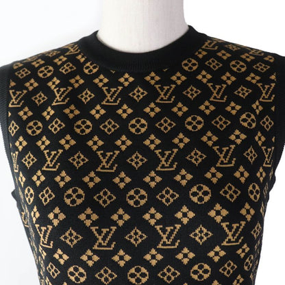 Louis Vuitton 2024 1abykg Silk Monogram Jacquard Knit Dress Black Brown XS Made