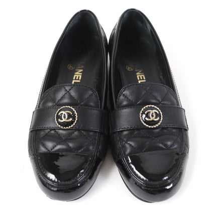 CHANEL 23B G45122 Coco Mark Matelasse Leather Patent Leather Flat Pumps Ballet