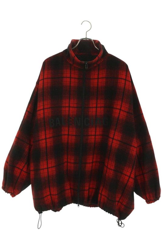 Balenciaga 571439 Tgu11 Logo-embroidered Checkered Zip-up Blouson Men 44