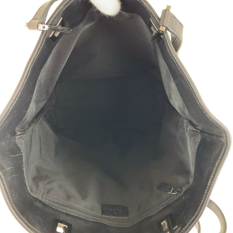 Gucci Black Silver Hardware GG Canvas/leather 31243 Tote Bag Shoulder Bag Women