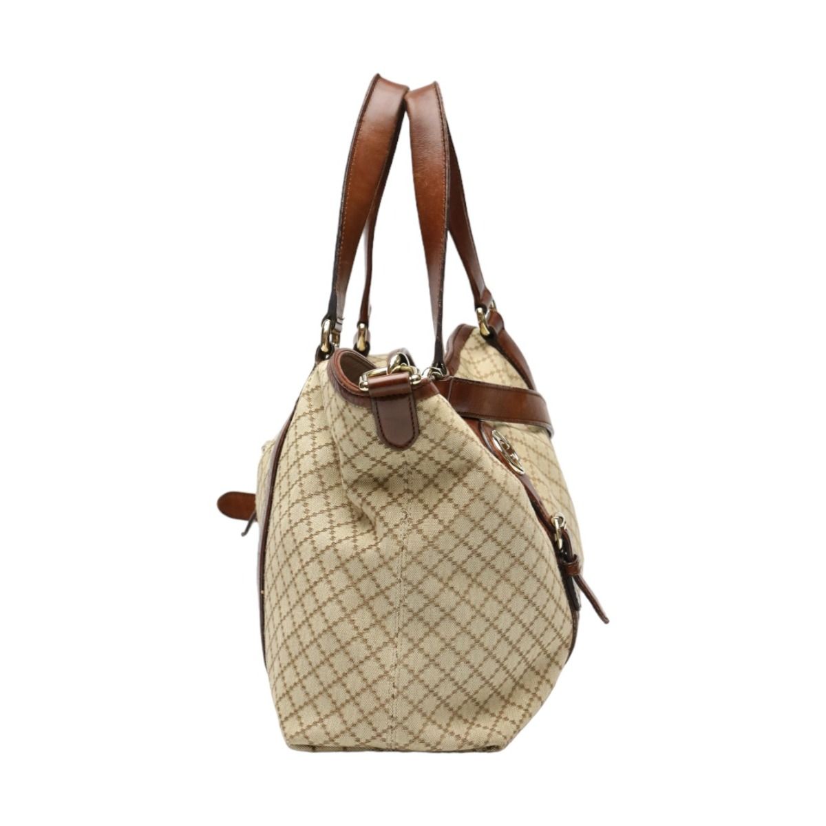 Gucci 2-Way Shoulder Bag Diamante Tote Antique Brown