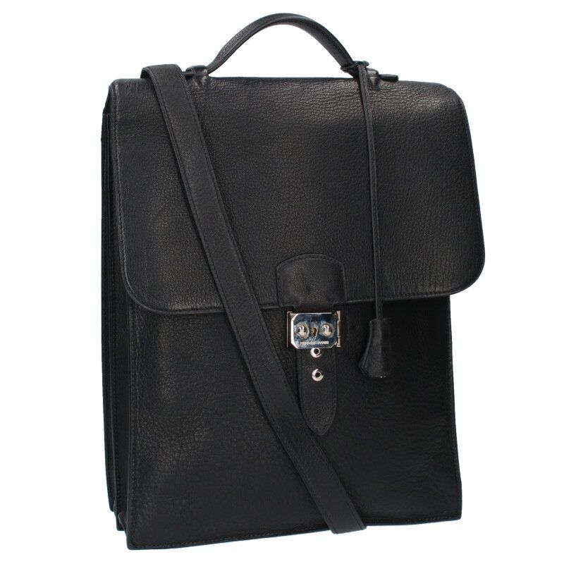 Hermes Sac A Depeches Dplg100 □F Engraved Silver Hardware Leather Shoulder Bag