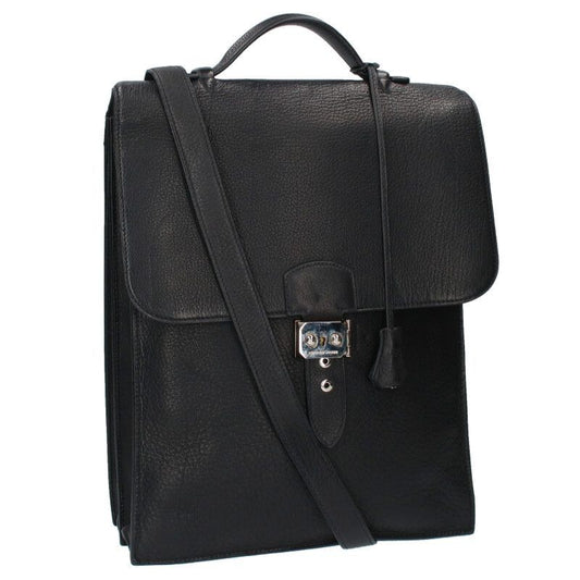 Hermes Sac A Depeches Dplg100 □F Engraved Silver Hardware Leather Shoulder Bag