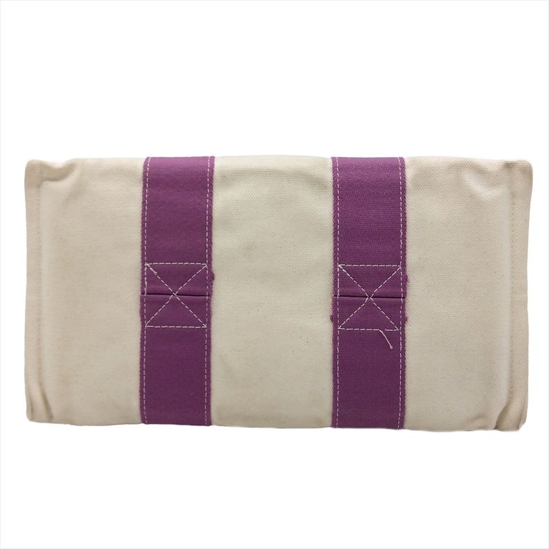 Hermes Bora PM Tote Bag Canvas Purple Ivory Handbag Women