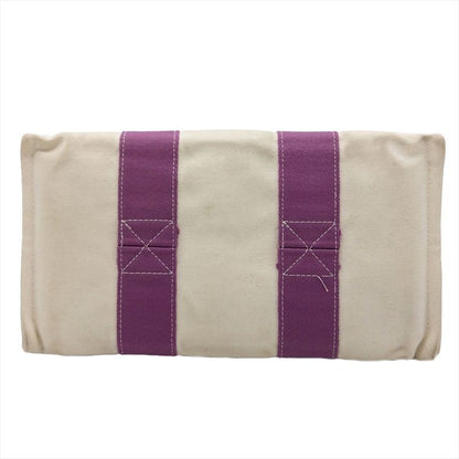 Hermes Bora PM Tote Bag Canvas Purple Ivory Handbag Women