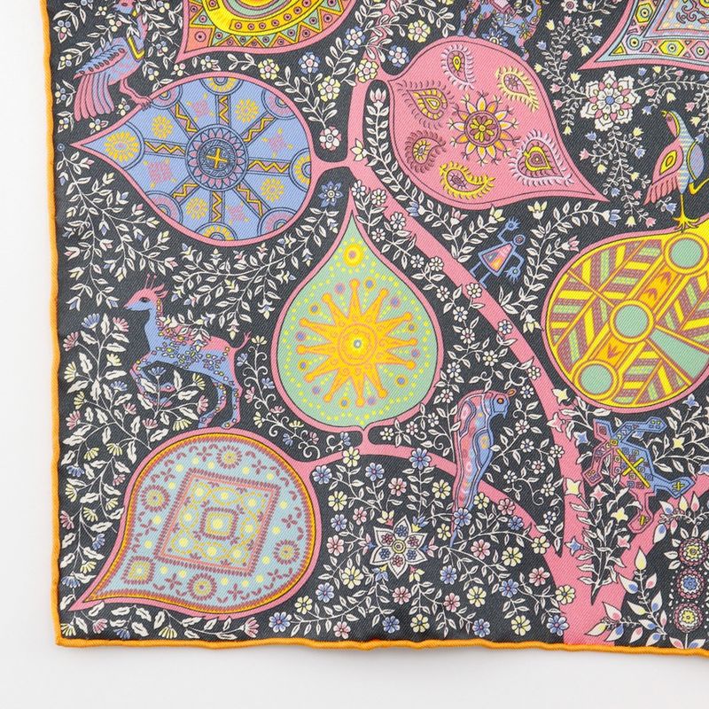 Hermes Gavroche 45 L'arbre De Vie Tree Of Life Silk Black/multicolor Women's