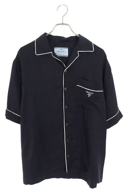 Prada Ucs405 Logo-printed Silk Short Sleeve Shirt Men's L