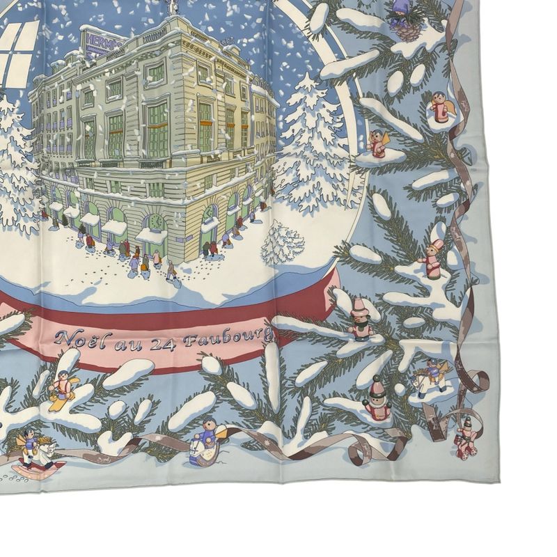 Hermes Carre 90 Noel Au 24 Faubourg Christmas At 24 Faubourg Silk Scarf
