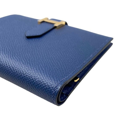Hermes Bifold Wallet Bearn Compact H039790cc7u W Engraved Epson Navy Gold