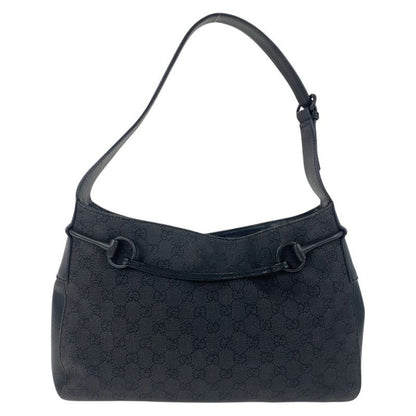 Gucci Horsebit Black GG Canvas/leather 101975 Shoulder Bag Women 504079