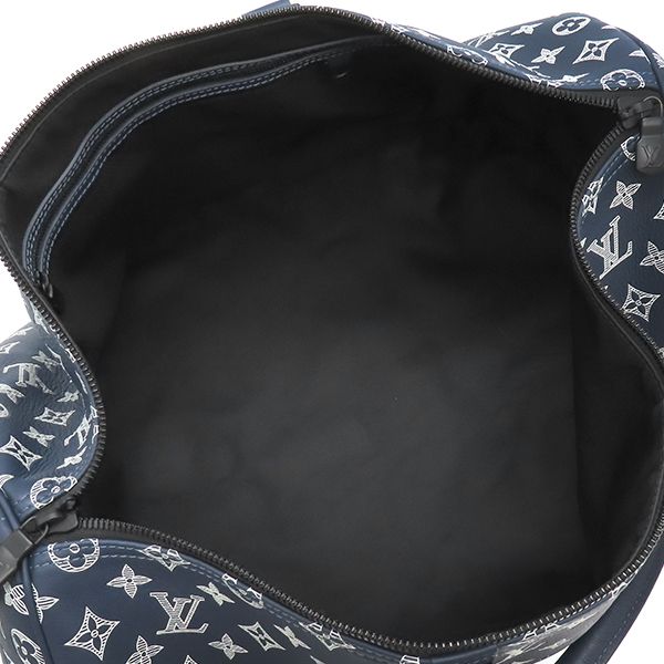 Louis Vuitton Boston Bag Keepall Bandoliere 50 Monogram Shadow Leather Ink Blue