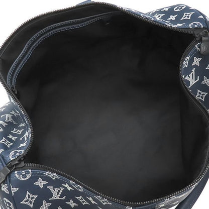 Louis Vuitton Boston Bag Keepall Bandoliere 50 Monogram Shadow Leather Ink Blue